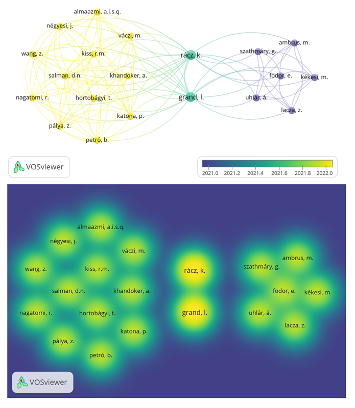 Clusters  generated by Authors (top), authors in relation to publication dates  (middle), authors' citation frequency (bottom)