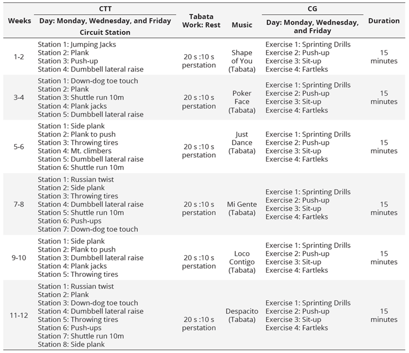 CTT and CG program for 12 weeks