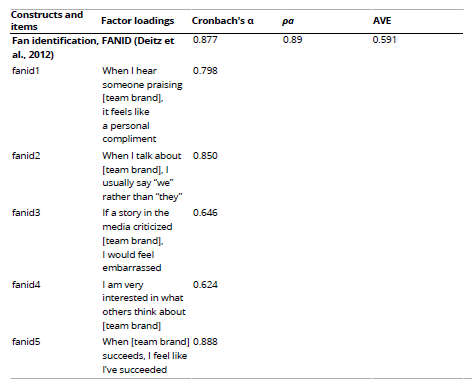 
Constructs' Items, Reliability, and Convergent Validity
