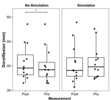 
Changes in Dorsiflexion According to Measurement Time and Simulation Condition
